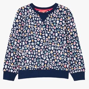 Joules Nellie Sweatshirt in Navy Leopard Print Sz 9-10